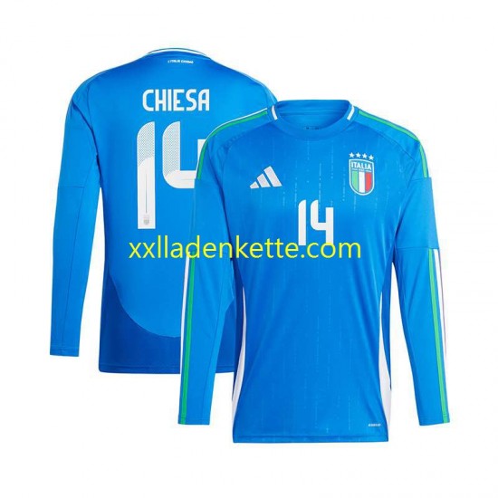 Fußballtrikot Italien Chiesa 14 Herren Heim Euro 2024 Langarm
