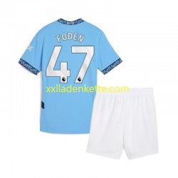 Fußballtrikot Manchester City Phil Foden 47 Kinder Heim 2024-2025 Kurzarm