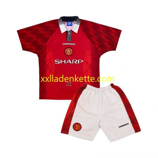 Fußballtrikot Manchester United 1996 Retro Kinder Heim Kurzarm