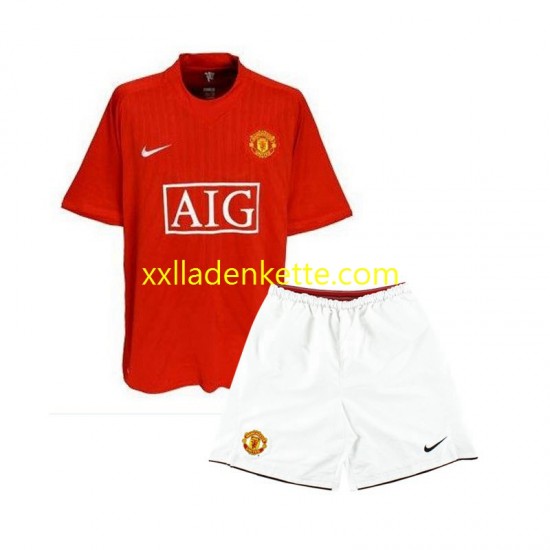 Fußballtrikot Manchester United 2007 Retro Kinder Heim Kurzarm